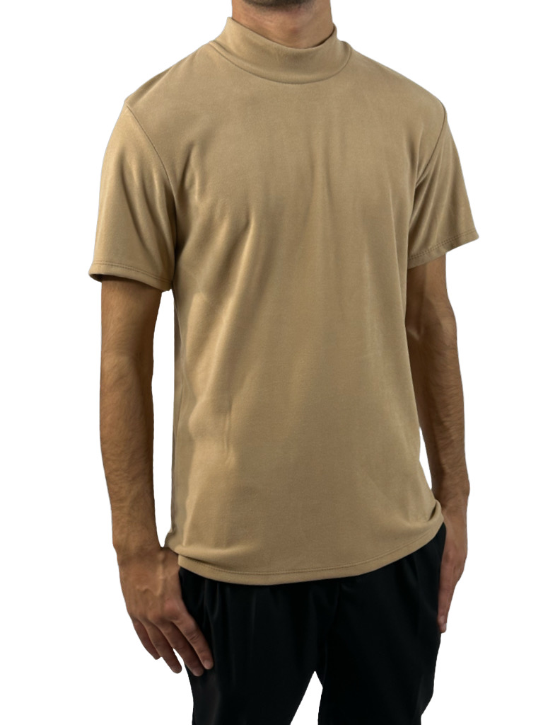 T-shirt Fleece Με Ψηλο Λαιμο Μπεζ