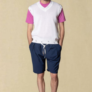 Μπλούζα Takeshy Kurosawa Smanicata Vneck Breaks Bianco