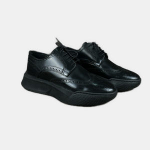 Sneaker Τύπου Oxfort Μαύρο Με Μαύρη Σολα