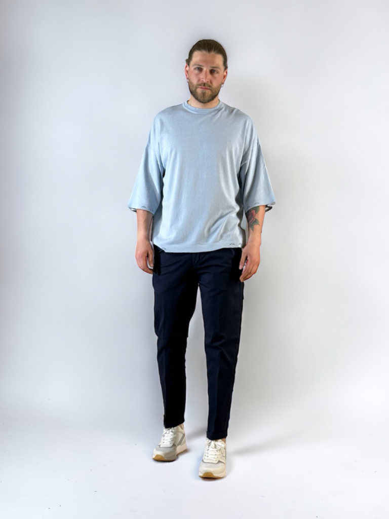 Παντελόνι Regular Fit Με Πιετa Blue