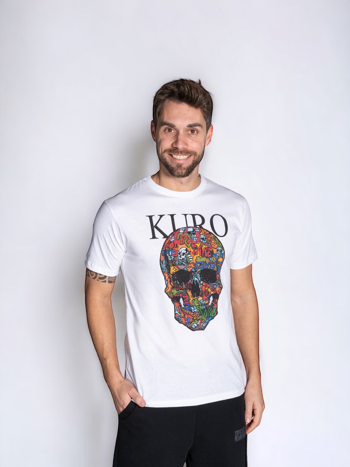 T- shirt Takeshy Kurosawa Strass Teschio Color White
