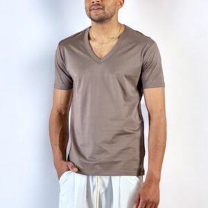 T-shirt V-Nek Filo Scozia Fango