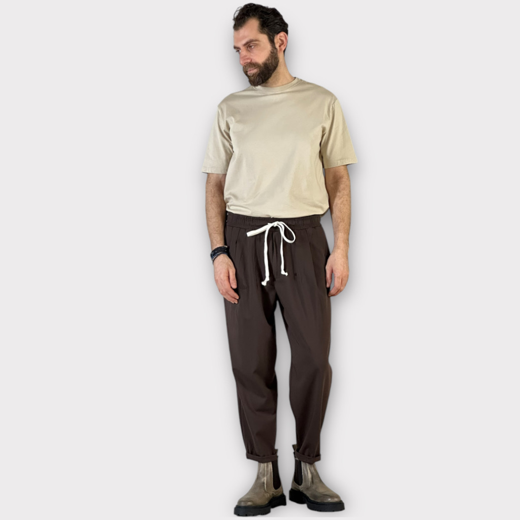 Παντελόνι Jogger Με Λάστιχο Καφέ