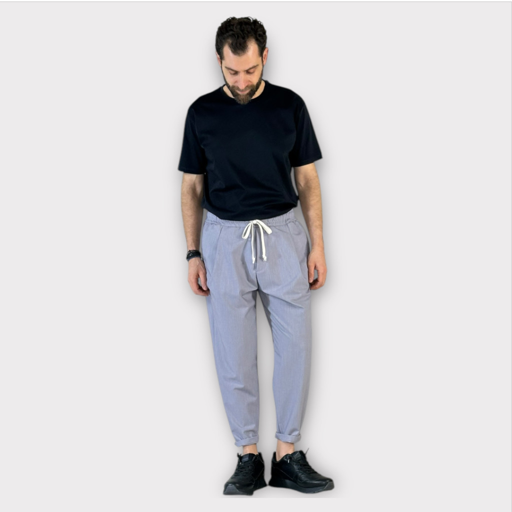 Παντελόνι Με Μεση Jogger & Πιετες Grigio Chiaro