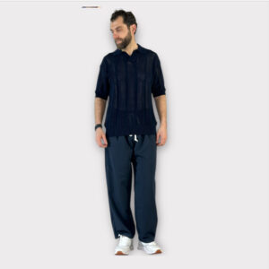 Μπλούζα Πλεκτη Polo Με Δομή Υφάσματος Blue 2