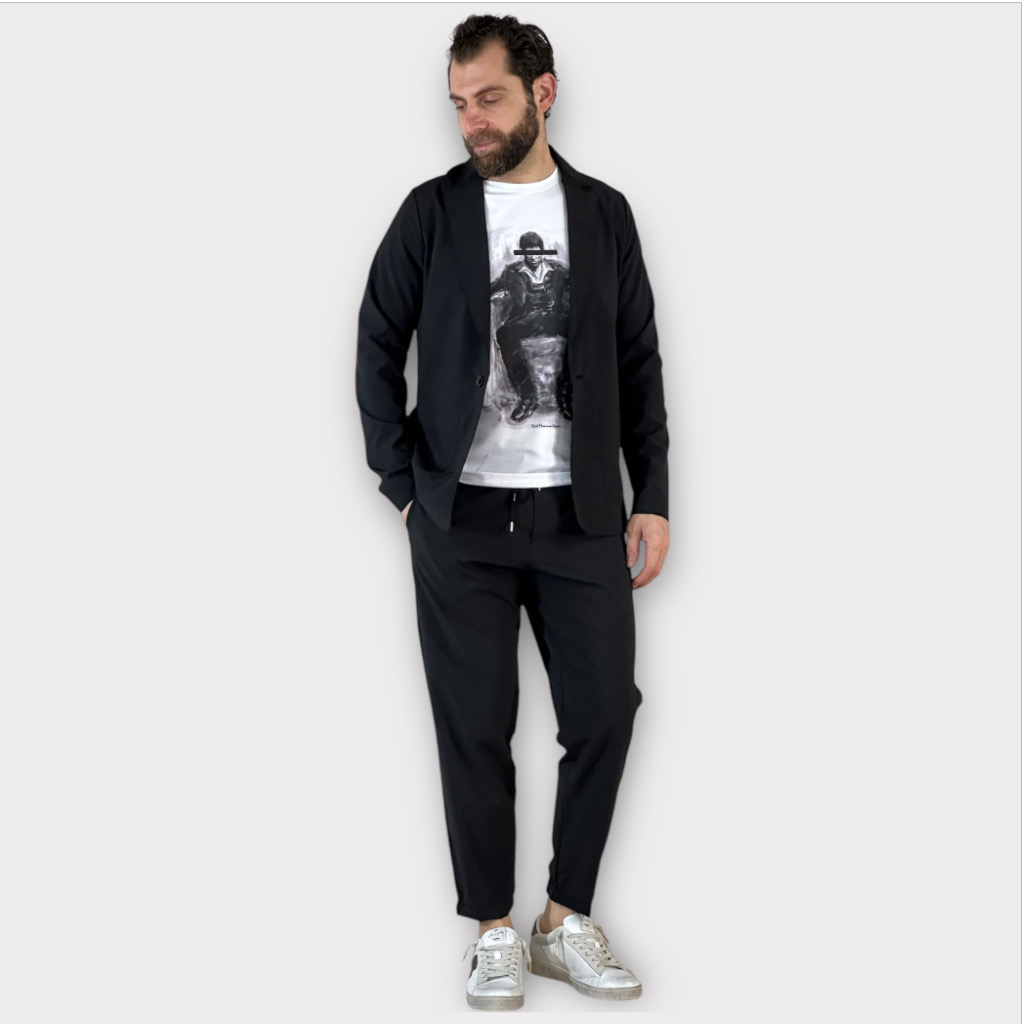 Παντελόνι Mix Tecnico Cotton Viscose Μαύρο