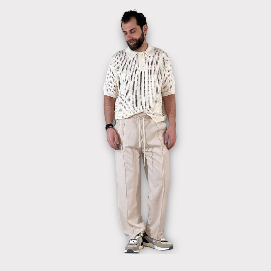 Παντελόνι Με Ραφή Relaxed Fit Μπεζ