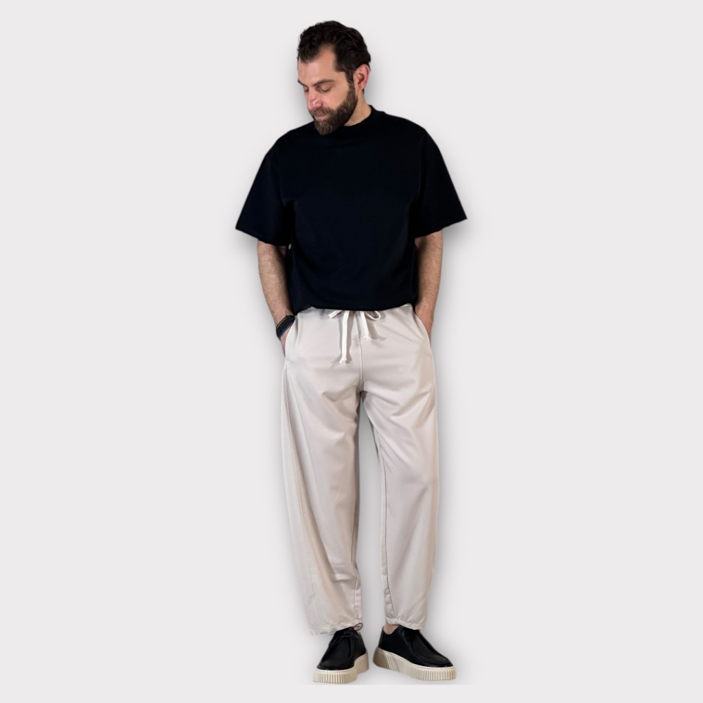 Παντελόνι Jogger Με Ραφές Μπεζ