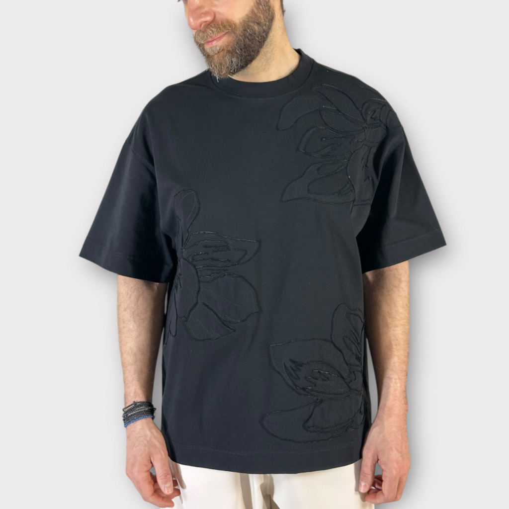 T-shirt Oversized Black Flowers