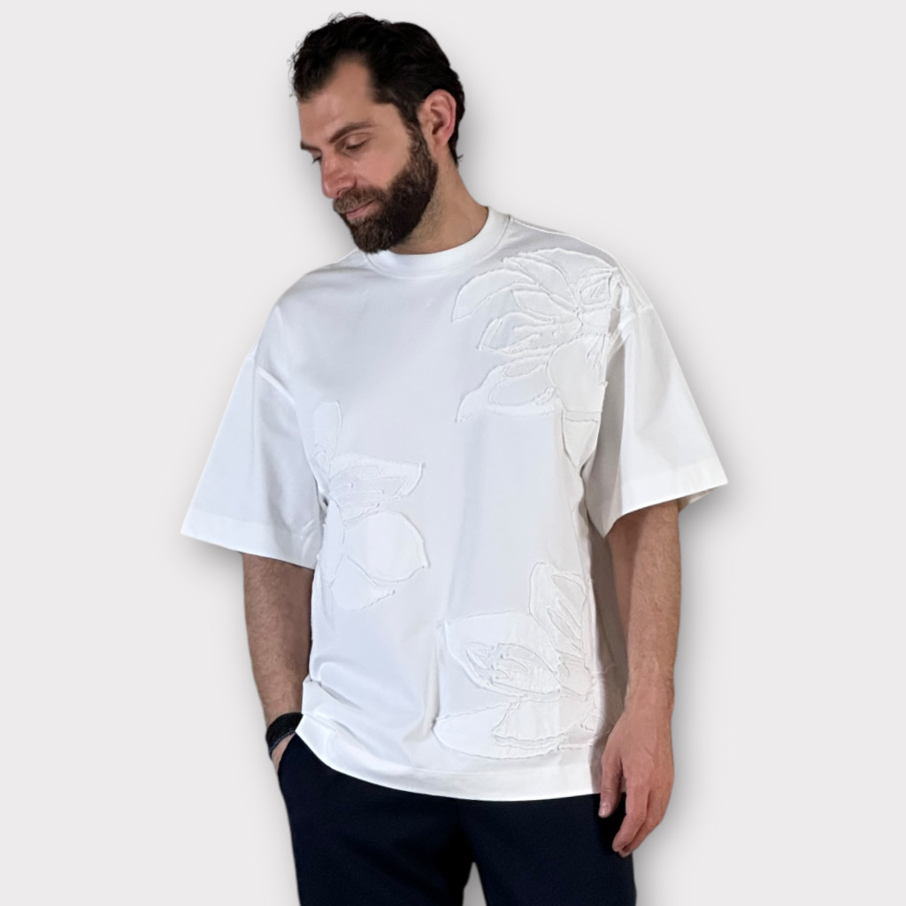 T-shirt Oversized White Flowers