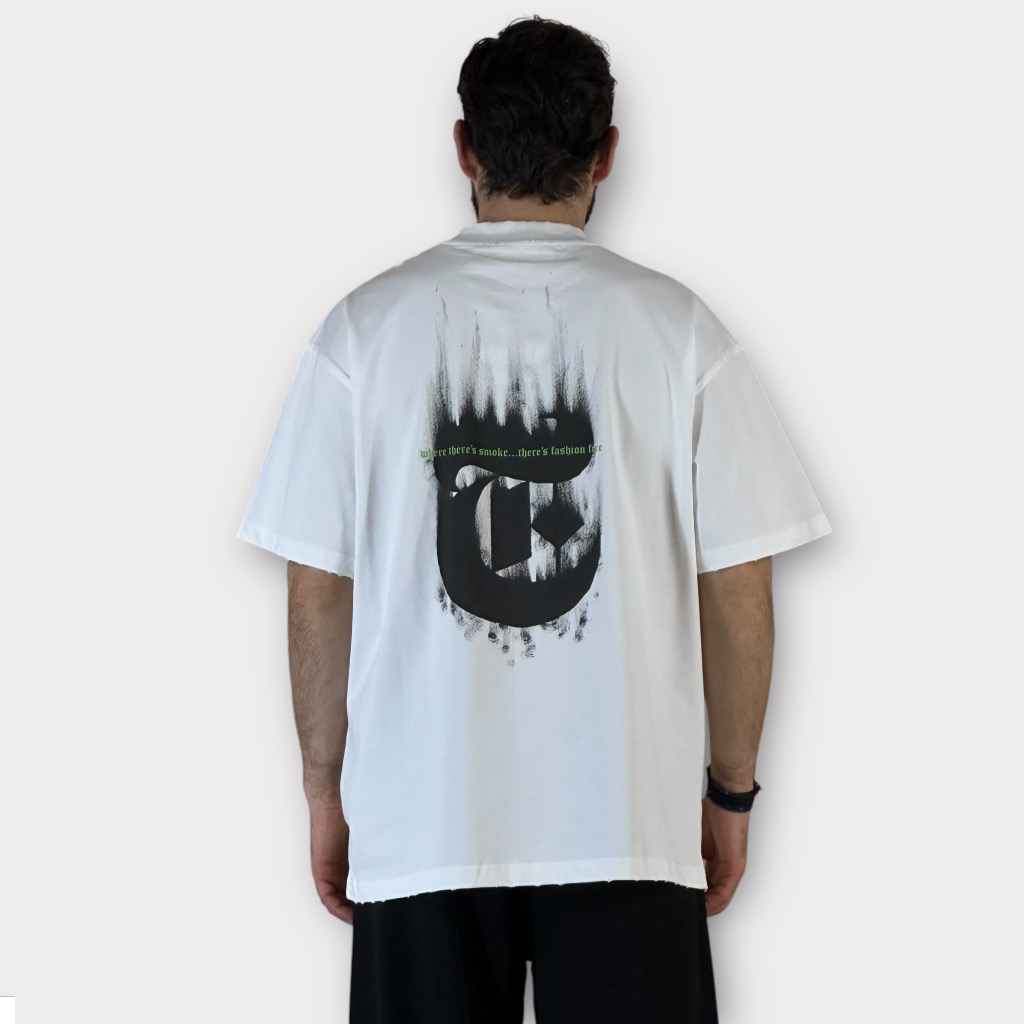 T-shirt Oversized White Fashion Fire