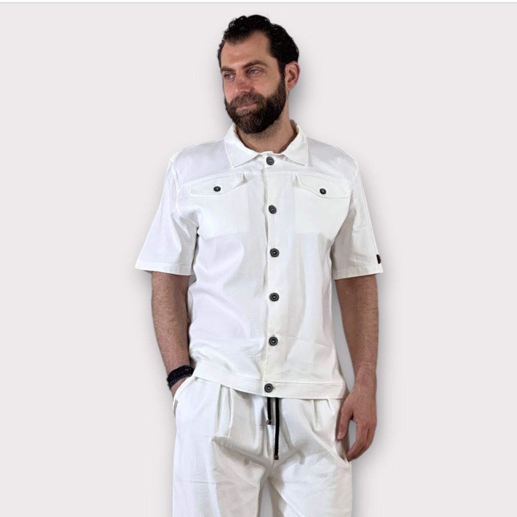 Takeshy Kurosawa Camicia Con Tasca Pattina Off White