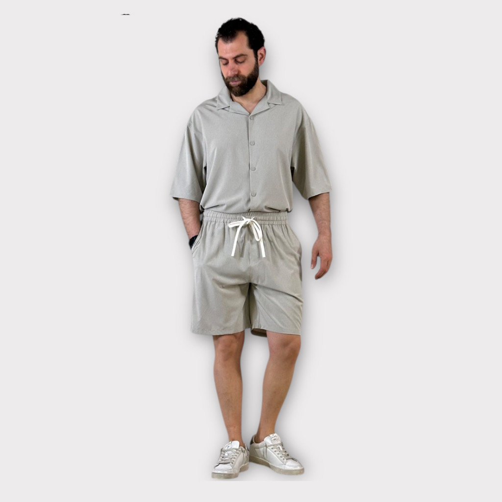 Βερμούδα Jogger Με Σχέδιο Ύφανσης Apricot