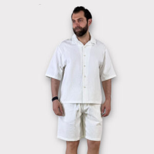 Πουκάμισο Κοντομάνικο Με Σχέδιο Ύφανσης White