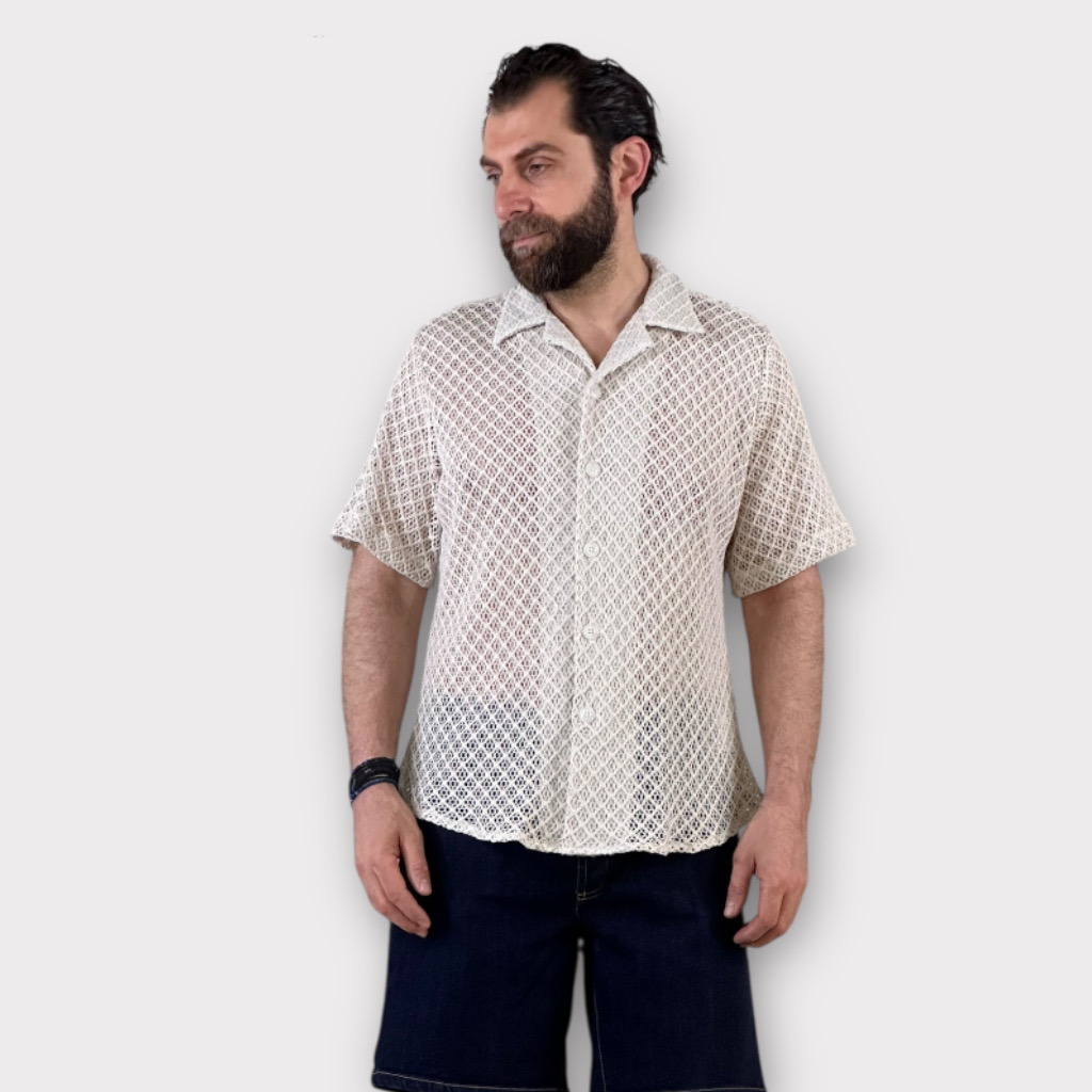 Πουκάμισο Karl Με Δομή Crochet Μπεζ