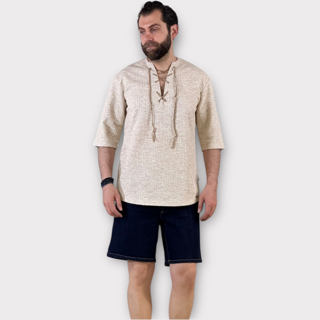 T-shirt Με Κορδόνια Μπεζ
