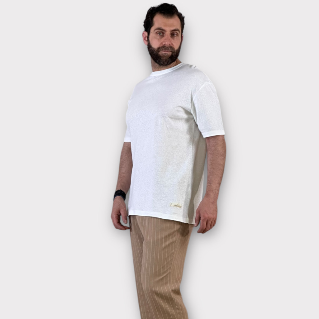Takeshy Kurosawa T-shirt Lino/Cottone Bianco