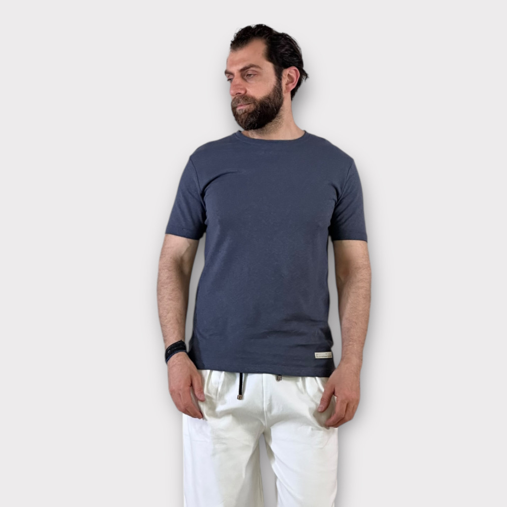 Takeshy Kurosawa T-shirt Lino/Cottone Blue