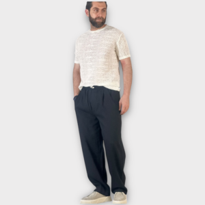 Παντελόνι Με Μεση Jogger Και Πιετα Easy Care Nero