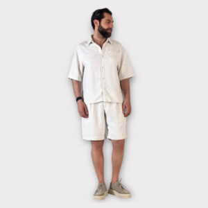 Πουκάμισο Κοντομάνικο Με Σχέδιο Ύφανσης Off White