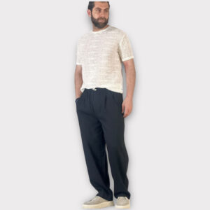 Παντελόνι Με Μεση Jogger Και Πιετα Easy Care Nero