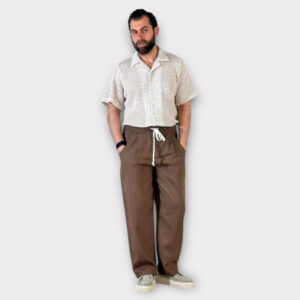 Παντελόνι Με Μεση Jogger Και Πιετα Easy Care Cacao