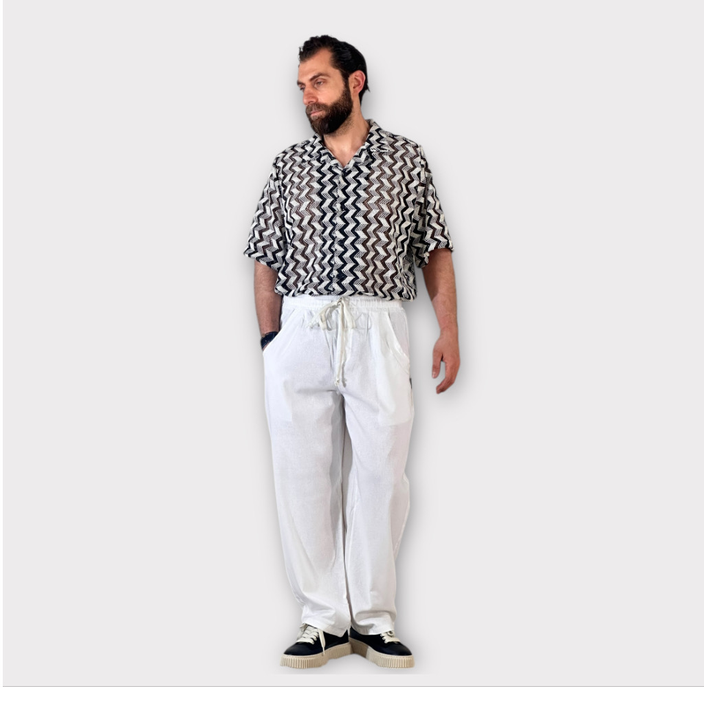 Παντελόνι Με Μεση Jogger Και Πιετα Easy Care Panna