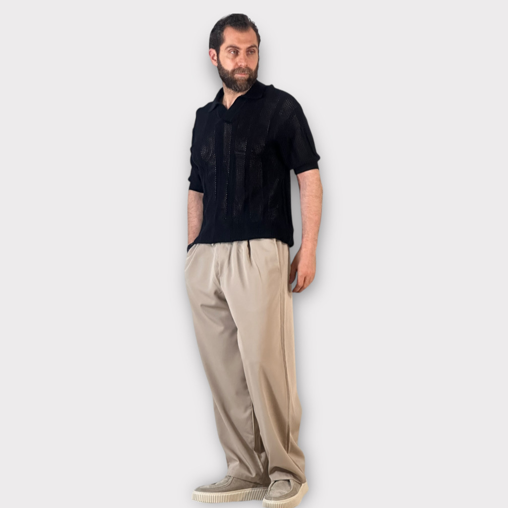 Παντελόνι Με Μεση Jogger Easy Care Με Πιετά Μπεζ