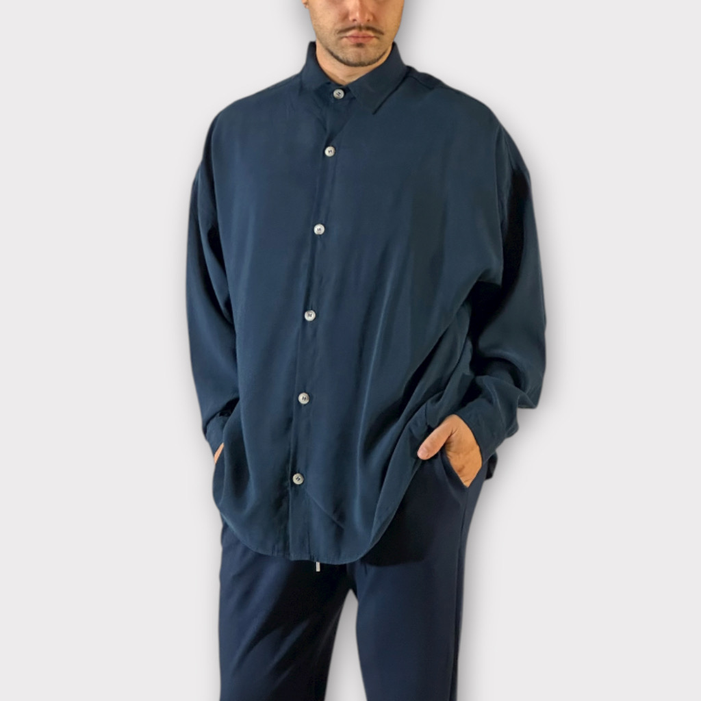 IMG 0018 Πουκάμισο Relaxed Fit Μπλε