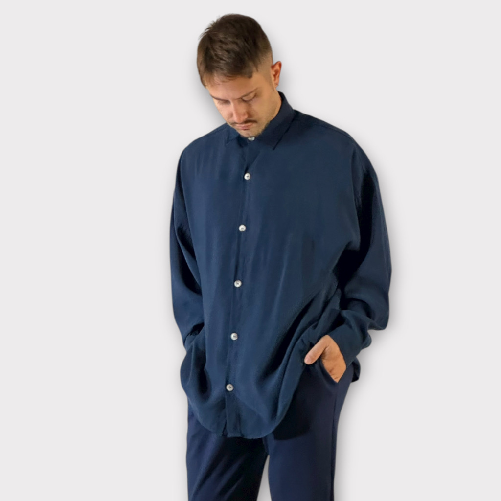 IMG 0019 Πουκάμισο Relaxed Fit Μπλε