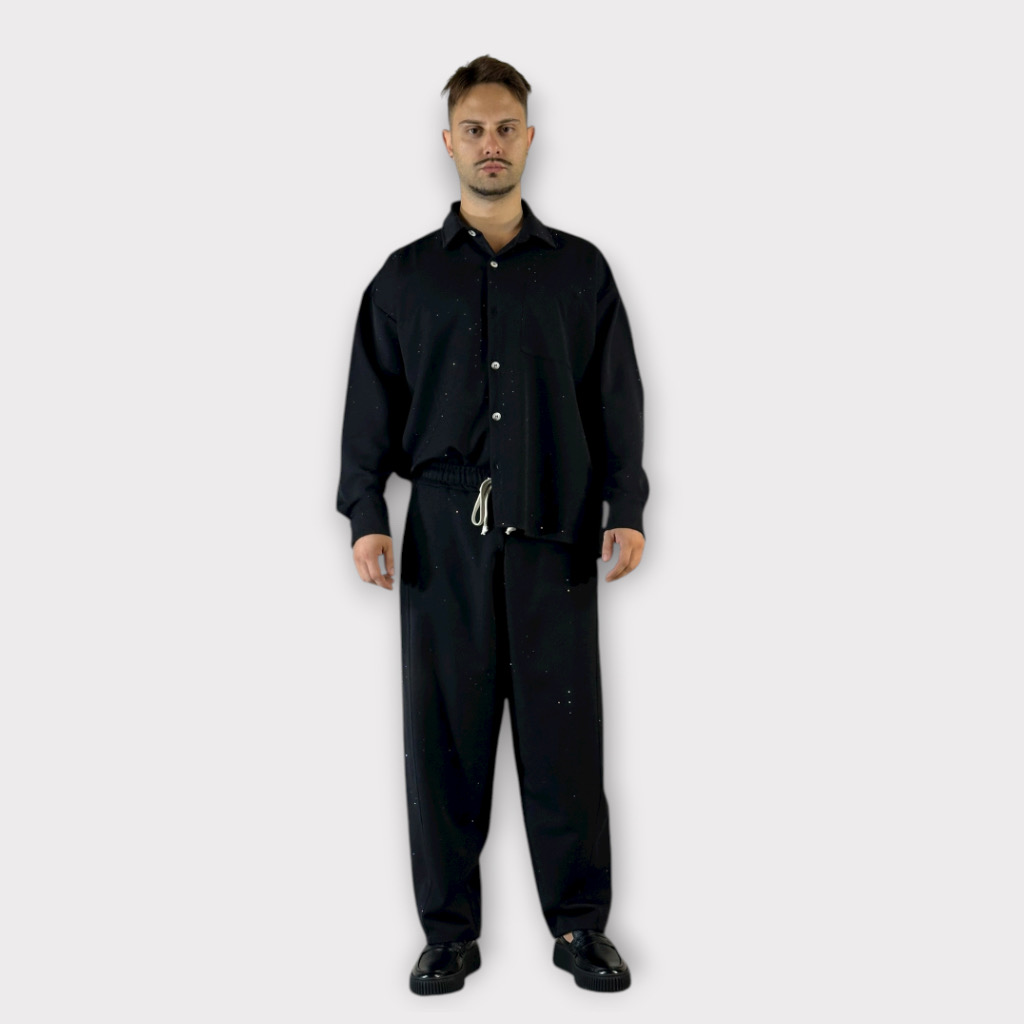 IMG 9561 Παντελόνι Με Μεση Jogger Με Μαύρα Strass