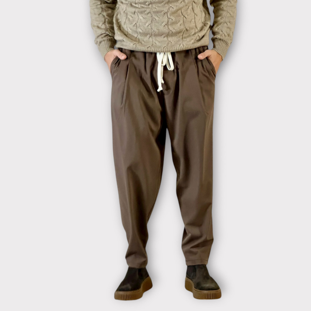 IMG 9760 Παντελόνι Με Μεση Jogger & Πιετες Cacao