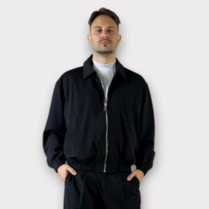 Cropped Boomber Jacket Με Φερμουάρ Μαύρο