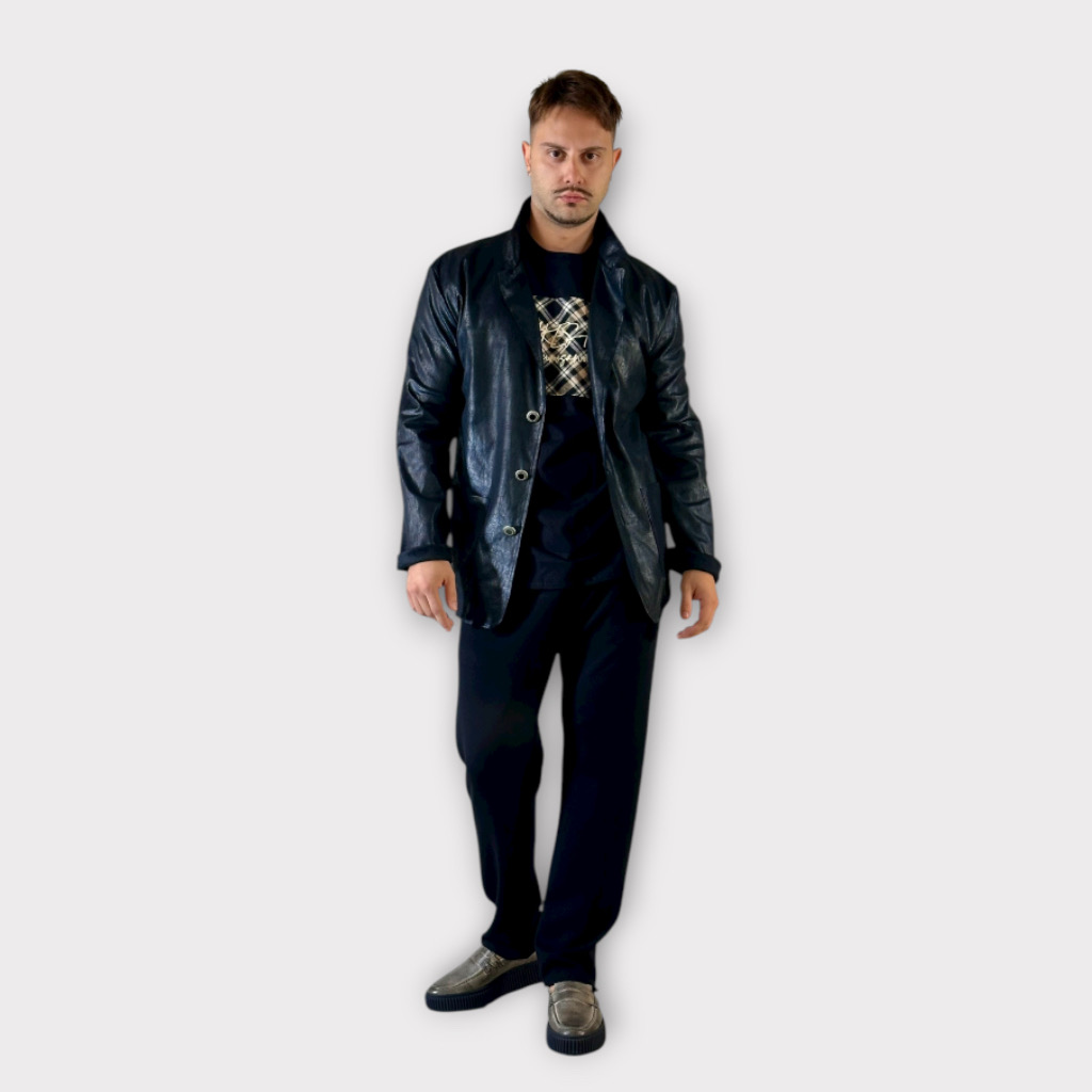 IMG 9937 Takeshy Kurosawa Giacca Eco leather Ricamo Nero