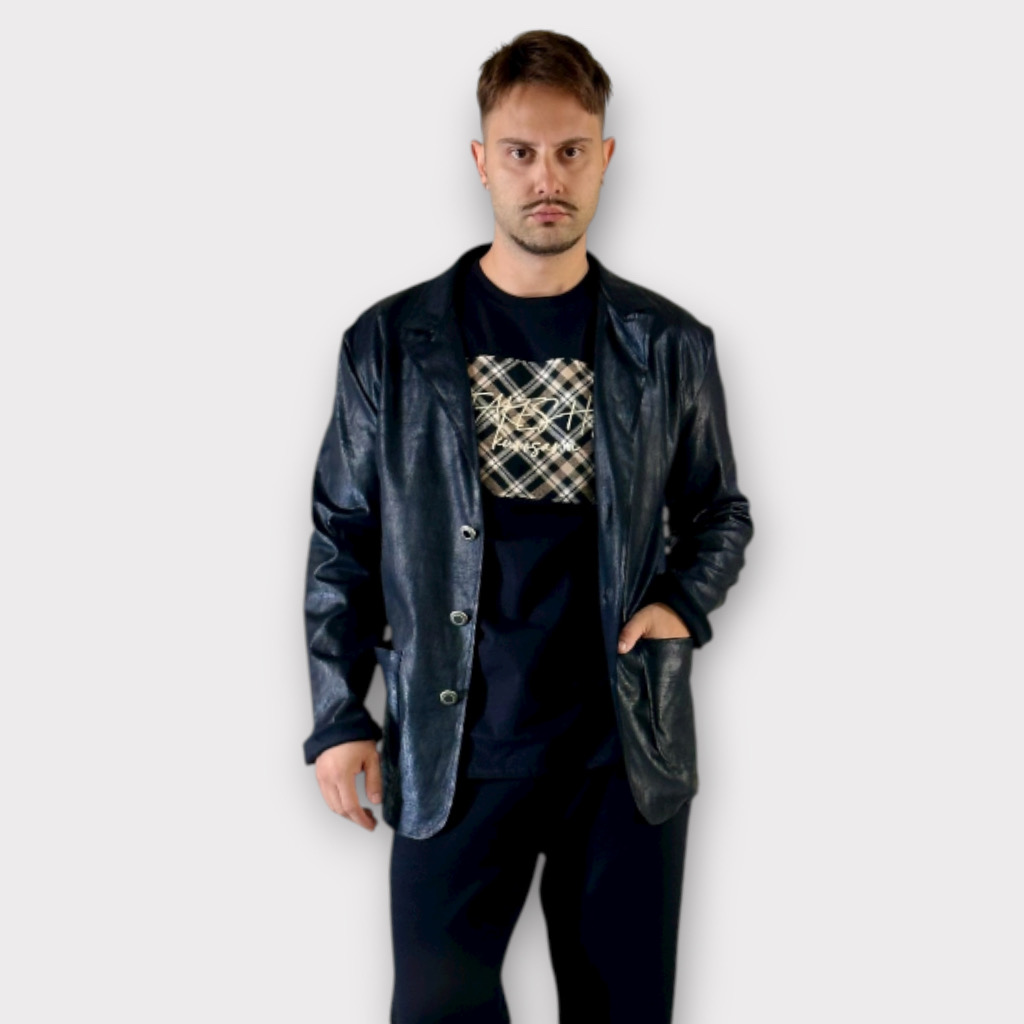 IMG 9939 Takeshy Kurosawa Giacca Eco leather Ricamo Nero