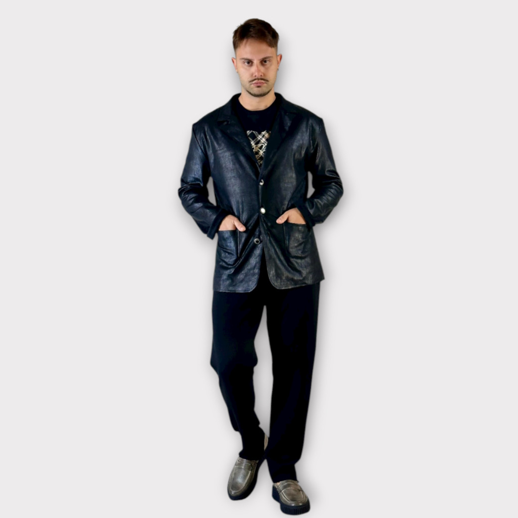 IMG 9942 Takeshy Kurosawa Giacca Eco leather Ricamo Nero