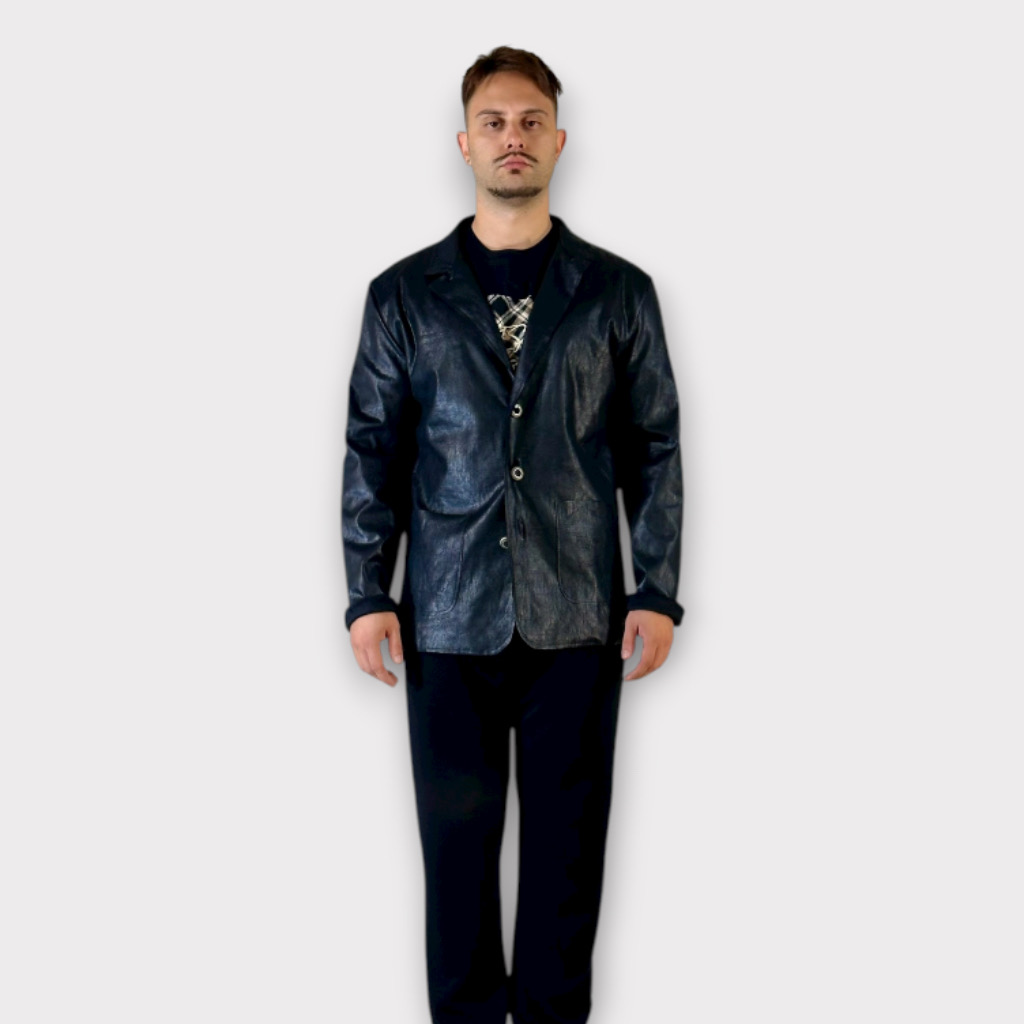 IMG 9944 Takeshy Kurosawa Giacca Eco leather Ricamo Nero