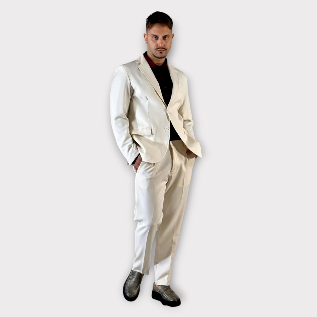 IMG 9977 Κοστούμι Regular Fit Panna