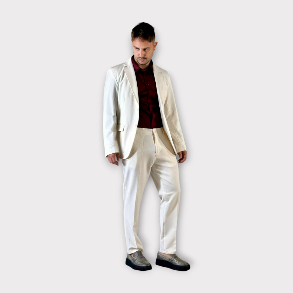 IMG 9978 Κοστούμι Regular Fit Panna