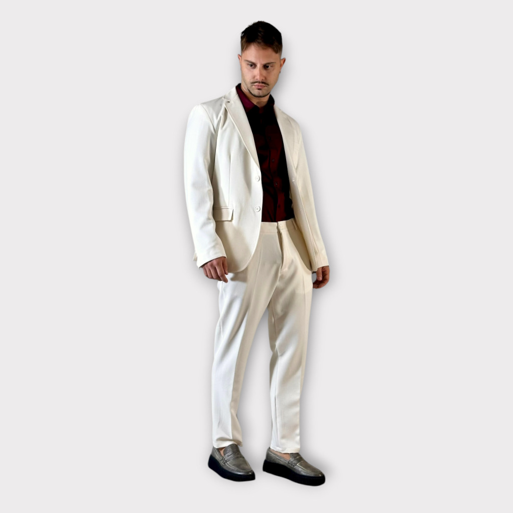 IMG 9979 Κοστούμι Regular Fit Panna