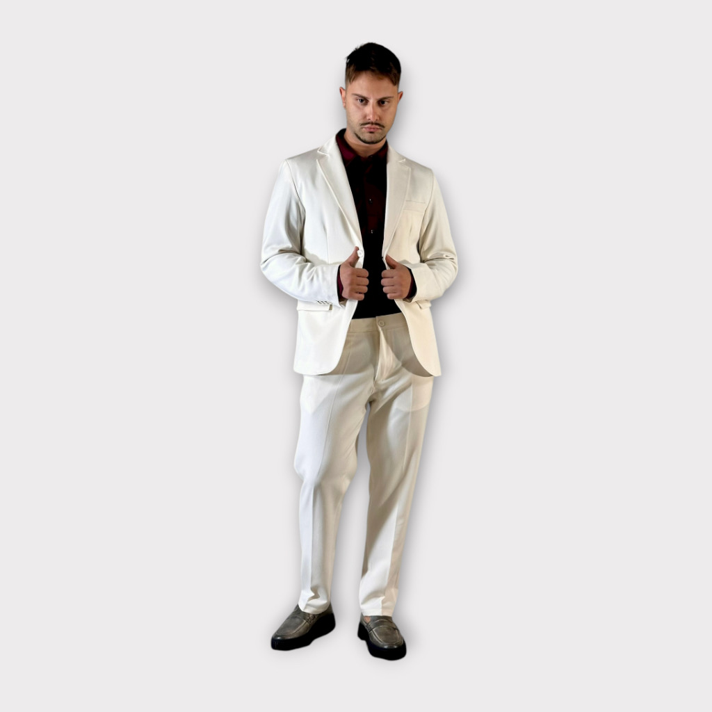 IMG 9982 Κοστούμι Regular Fit Panna