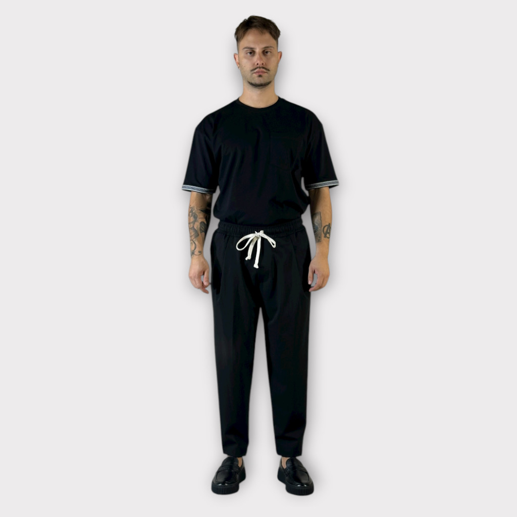 IMG 0188 Παντελόνι Με Μεση Jogger & Πιετες Μαύρο