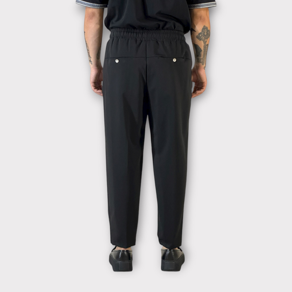 IMG 0190 Παντελόνι Με Μεση Jogger & Πιετες Μαύρο