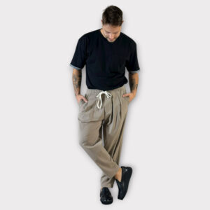 Παντελόνι Με Μεση Jogger & Πιετες Μπεζ Σκούρο