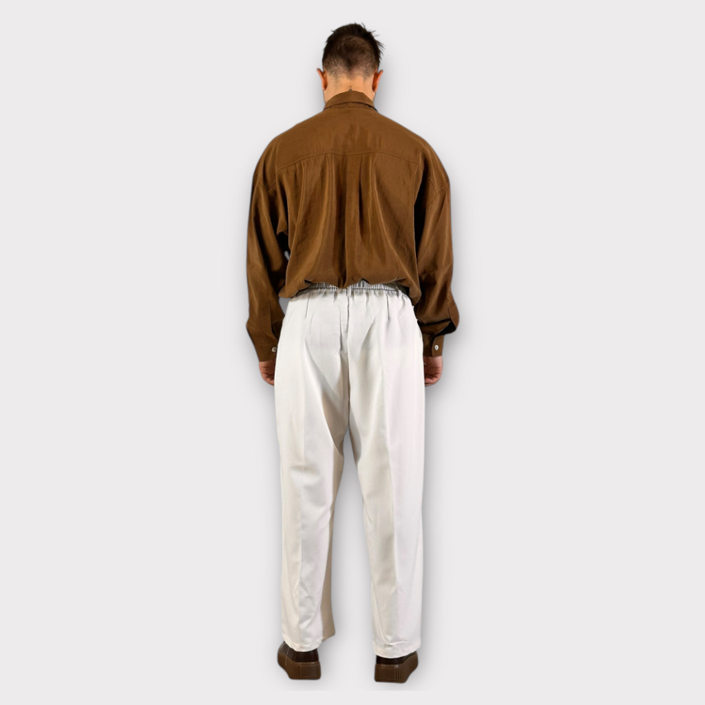 IMG 0678 Παντελόνι Wide Fit Με Πιέτες Panna