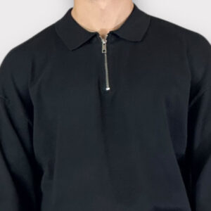 Μπλούζα Polo Με Φερμουάρ Μαύρη
