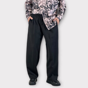 Παντελόνι Ριχτο Wide Fite Με Πιετά Μαύρο