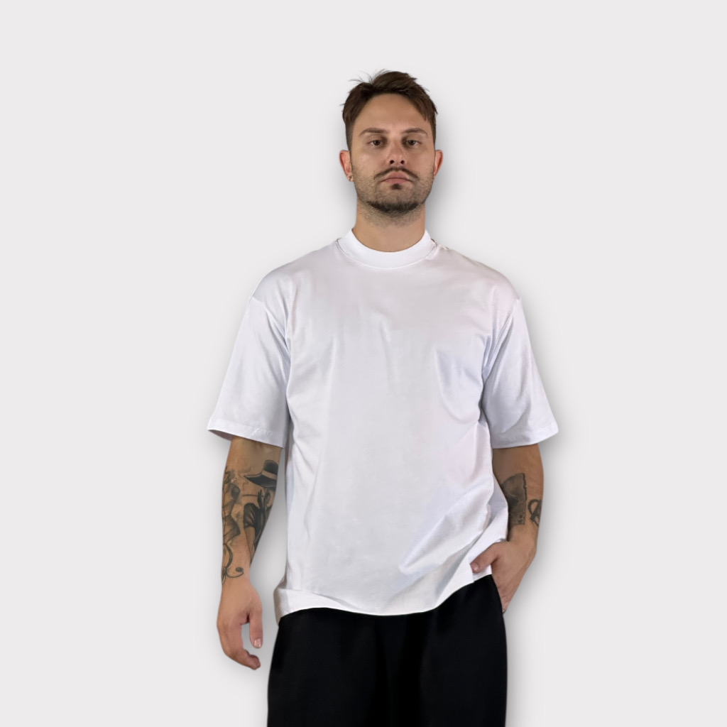 T-shirt Comfort fit Μαύρο Με Ψηλό Λαιμό