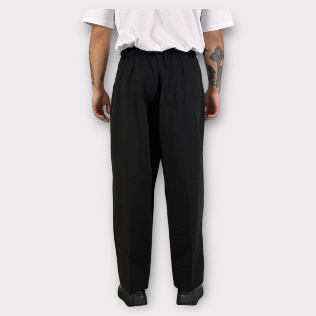 IMG 0835 Παντελόνι Wide Fit Με Πιέτες Μαύρο