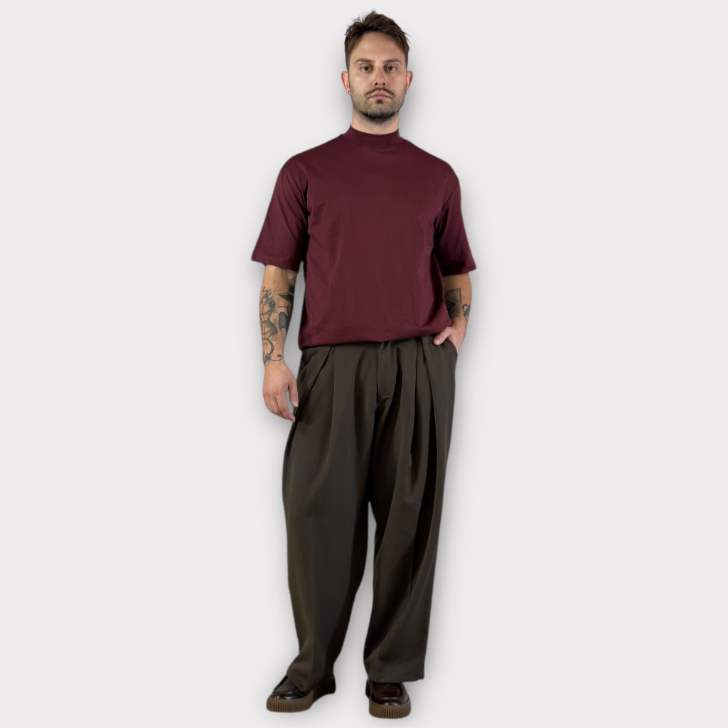 IMG 0903 T-shirt Comfort fit Bordo Με Ψηλό Λαιμό